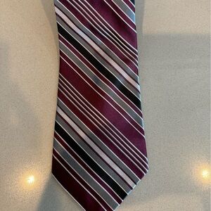 Murano Burgundy & Gray Silk Striped Tie | Classic Formal Necktie
